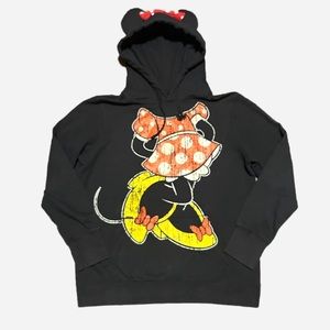 Disney Parks Girls XL Pullover Hoodie Minnie Mouse Ears Cotton Blend